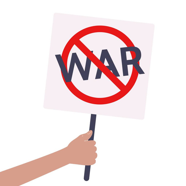 Arrêtez la pancarte de guerre. Main avec campagne de protestation. Illustration vectorielle - Vecteur, image