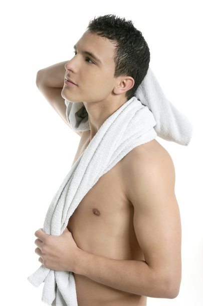 Young handsome man after bath with towel - Foto, imagen