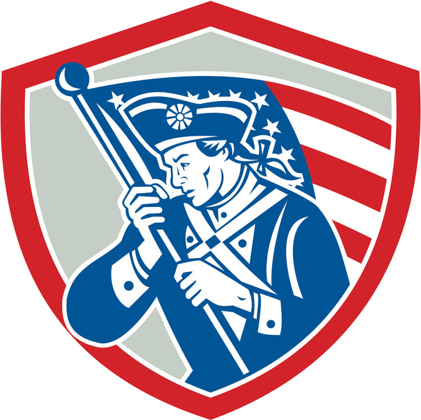 amerikai katona integetett zászló pajzs - Vektor, kép