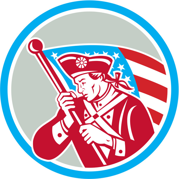 American Patriot Soldier Waving Flag Circle - Vektor, kép