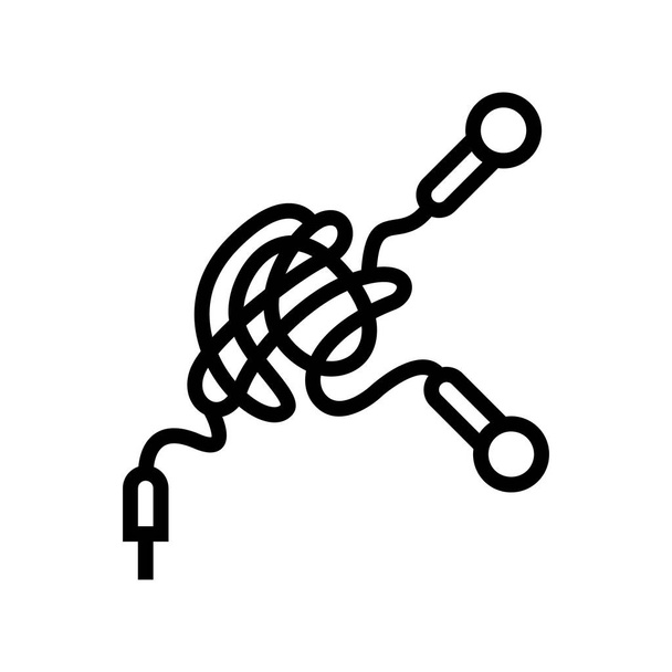Wirrwarr Kopfhörer Kabel Linie Symbol Vektor Illustration - Vektor, Bild