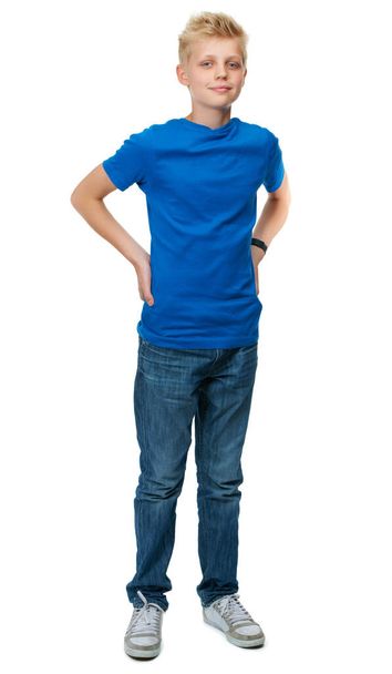 Hes one cool dude. Full-length studio portrait of a blond teenage boy against a white background. - Photo, image