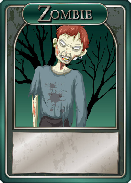 Zombie personaje juego tarjeta plantilla ilustración - Vector, imagen