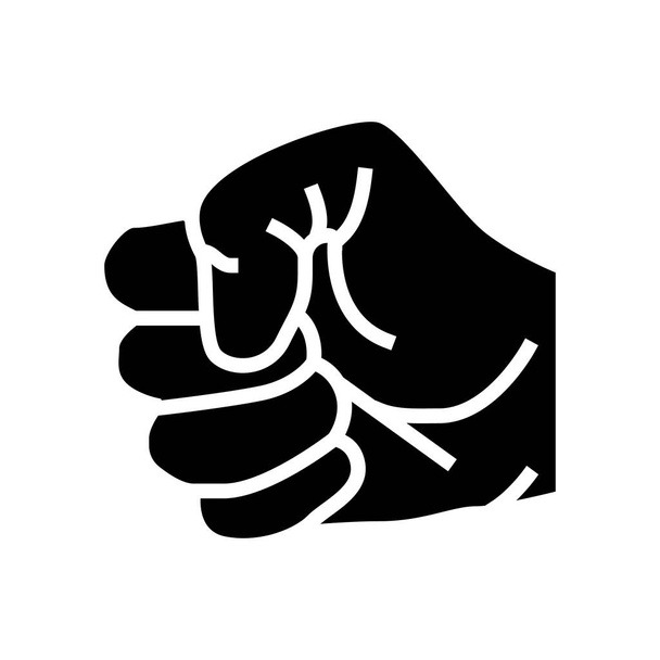 γροθιά χέρι χειρονομία glyph εικονίδιο διανυσματική απεικόνιση - Διάνυσμα, εικόνα