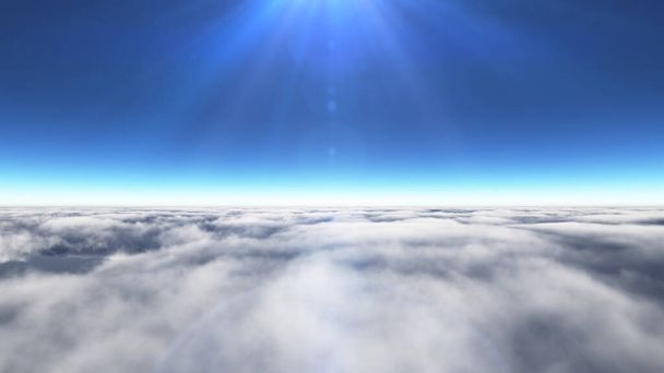 Above clouds sun ray, 3d rendering illustration - Photo, Image