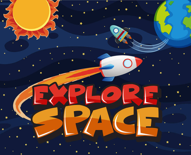 Space element in space background illustration - Vector, Image