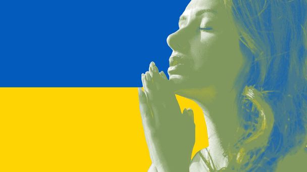 Kuva, Sota Venäjä Ukrainan kanssa, Ukrainan lippu, rauhan käsite, pelastaa maailman - Valokuva, kuva