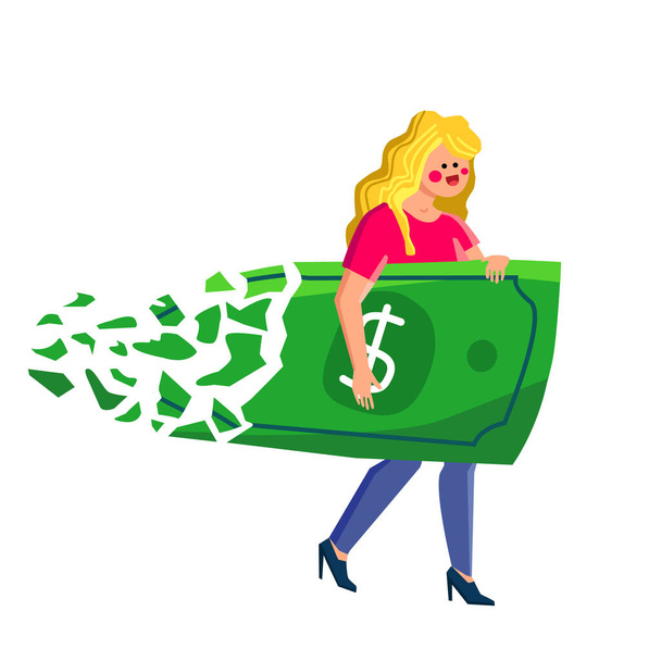Dollaro di inflazione Bill spruzzato in donna mano vettoriale - Vettoriali, immagini