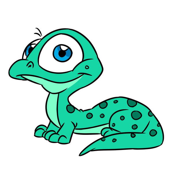Green lizard cute beautiful reptile animal illustration cartoon character isolated - Foto, Bild