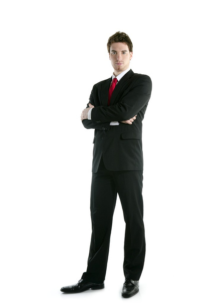 Full length suit tie businessman posing stand - 写真・画像