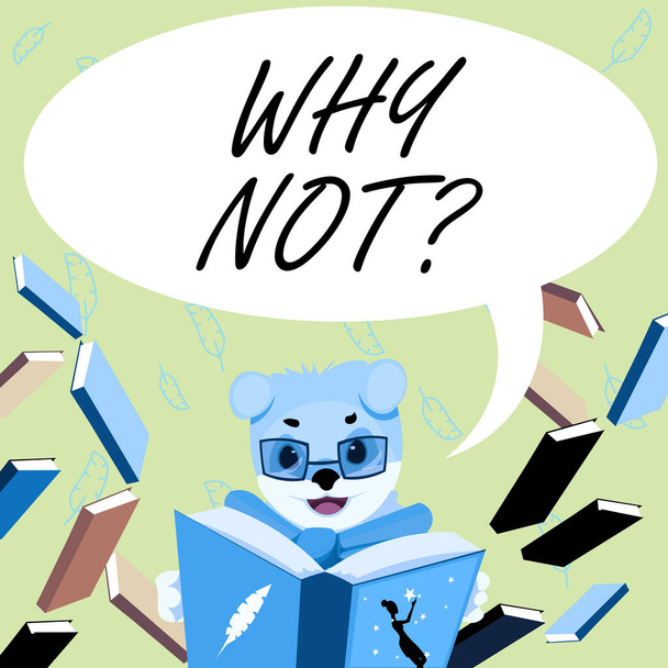 Señal de escritura a mano ¿Por qué Notquestion. Concepto que significa ¿Por qué Notquestion Fox con gafas sentado en la biblioteca leyendo un libro que estudia. - Foto, Imagen