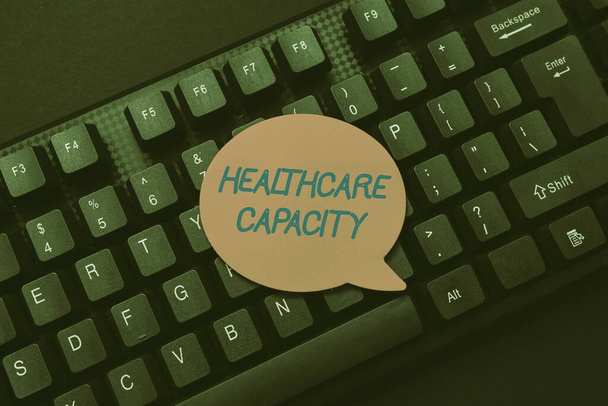 Handwriting text Healthcare Capacity. Word for maximum amount of patients provided with the right medical service Converting Written Notes To Digital Data, Typing Important Coding Files - Photo, Image