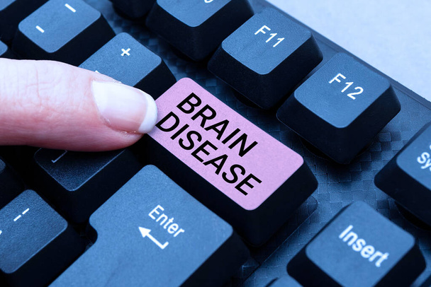 脳疾患の概念図。システムを悪化させる神経障害について書かれた言葉は神経です。オンラインクラスレビューのメモを入力し、要約字幕トラックをリタイプします。 - 写真・画像