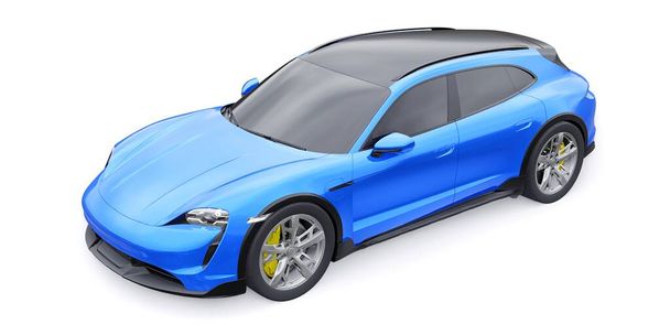 Carro deportivo eléctrico azul para zonas urbanas y rurales. renderizado 3d - Foto, imagen