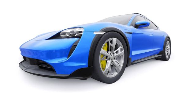 Carro deportivo eléctrico azul para zonas urbanas y rurales. renderizado 3d - Foto, Imagen