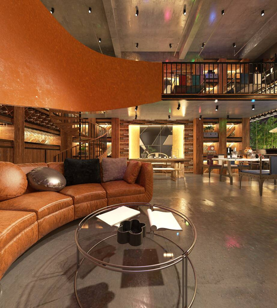 3d render of retaurant interior, cafe - Photo, Image