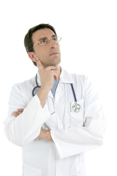 Young doctor with glasses isolated on white - Photo, image