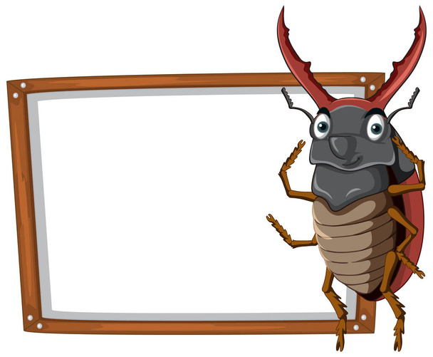 Изолированный деревянный баннер с изображением жука - Вектор,изображение