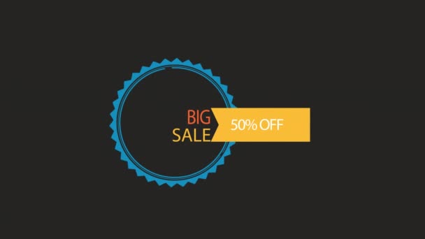 text animation motion graphics of "Big Sale - Up To 50% Off", perfect for banner business, marketing and advertising transparent background - Filmati, video