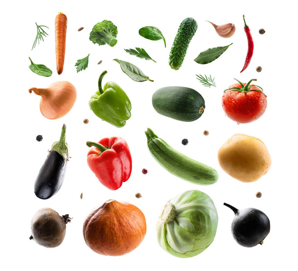 Великий набір ізольованих овочів на білому тлі
 - Фото, зображення