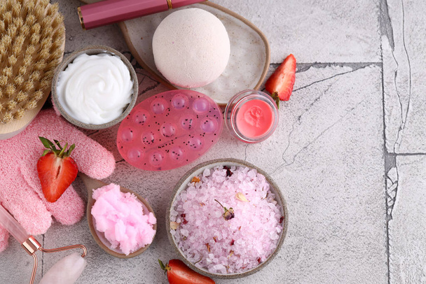 spa concept, beauty products, scrub soap cream - Foto, Bild