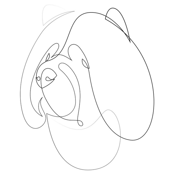 Continuous line Chow Chow. Single line minimal style dog vector illustration. Portrait - Vektör, Görsel