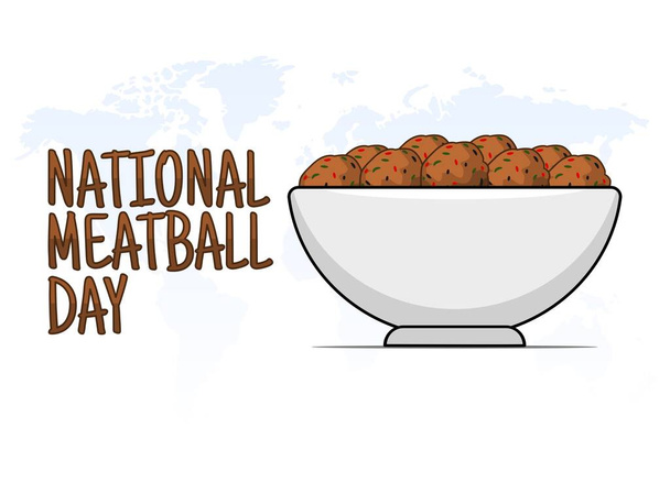 vector graphic of national meatball day good for national meatball day celebration. flat design. flyer design.flat illustration. - Vector, Image