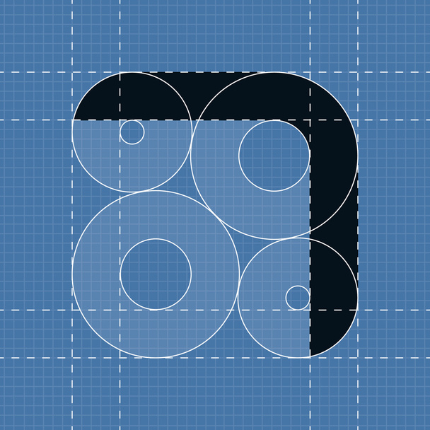Pyöreä tekninen fontti. Symboli 7
 - Vektori, kuva