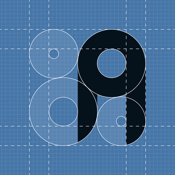 Round engineering font. Symbol A - Vector, Image