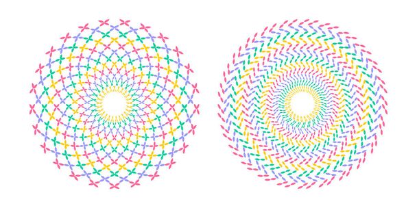 Абстрактные декоративные многоцветные узоры кругов. Векторное искусство. - Вектор,изображение