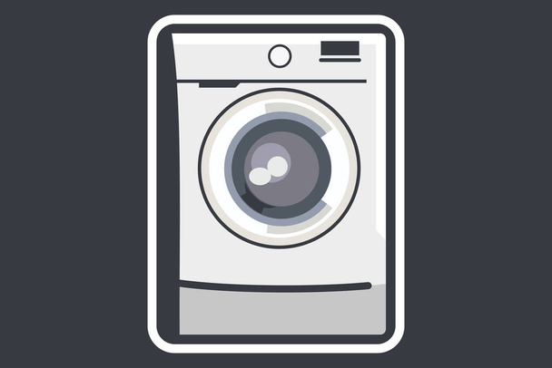 Ilustración simple del vector de la lavadora. Equipo de baño vectorial para lavado de telas. - Vector, Imagen