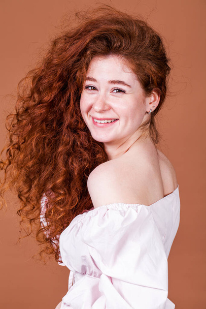 Close up portrait of a young beautiful red hair girl - Φωτογραφία, εικόνα