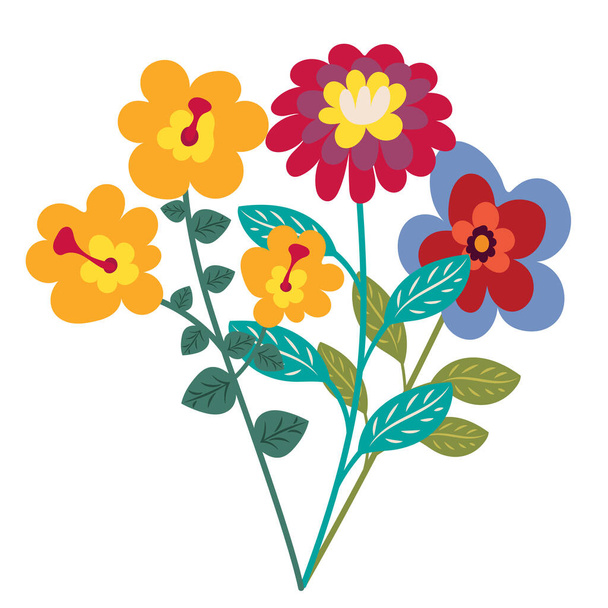 bouquet of flowers flat design on white background, isolated - Vektor, kép