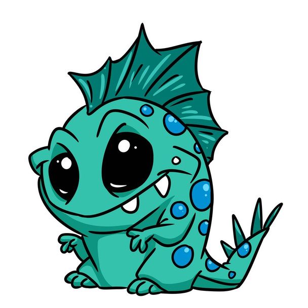 small green monster reptile animal illustration cartoon character - Zdjęcie, obraz