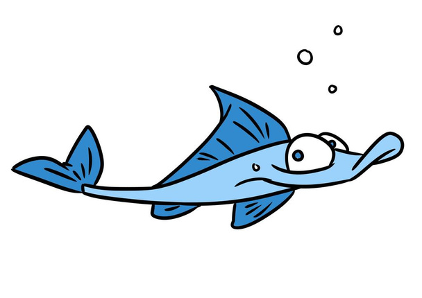 Funny long fish animal illustration cartoon character - Foto, Imagen