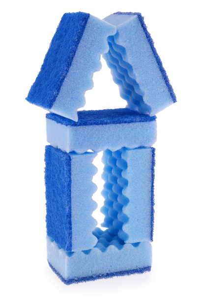 Casa hecha de esponjas azules
 - Foto, Imagen