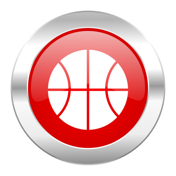 ball red circle chrome web icon isolated - Фото, зображення