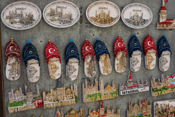 Souvenirs with istanbul popular landmarks on colorful magnets - Photo, Image