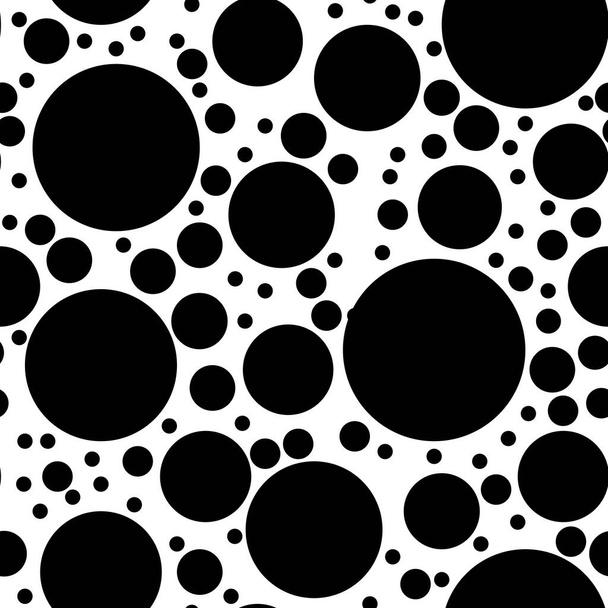 Abstract background with black circles. Seamless pattern - Вектор,изображение