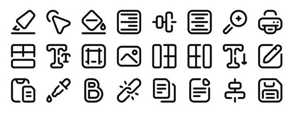 set of 24 outline web text edition icons such as highlight, cursor, bucket, align right, center, align center, zoom in vector icons for report, presentation, diagram, web design, mobile app - Vector, Image
