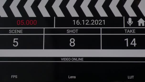 Digital Film slate. Movie clapper board interface. Digital number running and counting before shooting movie or filming. clapperboard for video recording and vdo production. Film industry tools. - Footage, Video