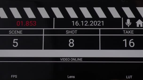 Digital Film slate. Movie clapper board interface. Digital number running and counting before shooting movie or filming. clapperboard for video recording and vdo production. Film industry tools. - Footage, Video
