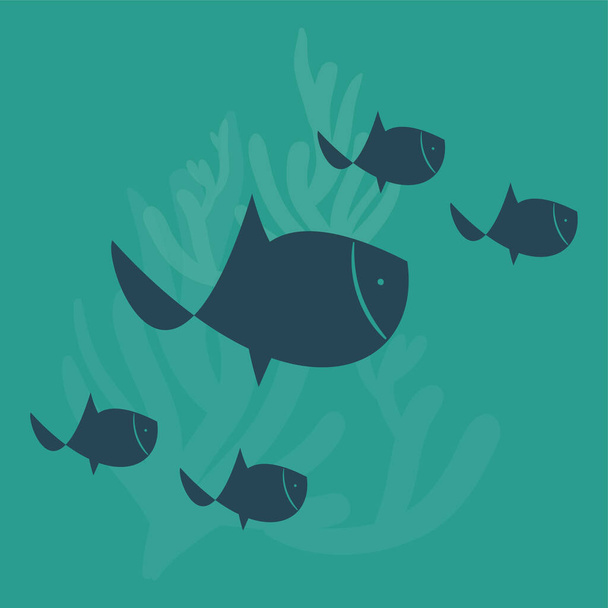 Fishes Cartoon vector. Template design for wallpaper, packagings, clothers, textiles, paper etc. - Vector, Image