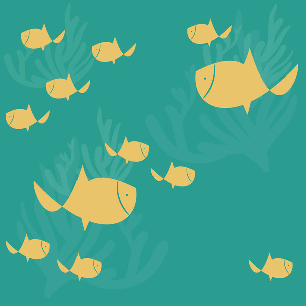 Fishes vector seamless pattern. Cartoon background. Template design. - Vektor, kép
