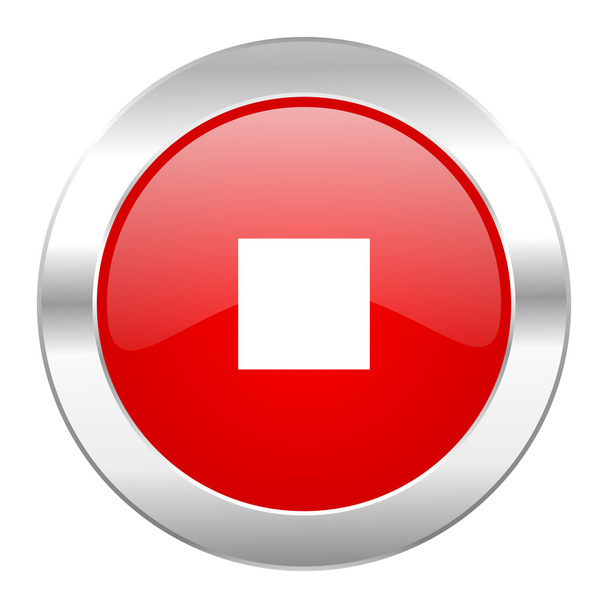 stop red circle chrome web icon isolated - Foto, afbeelding