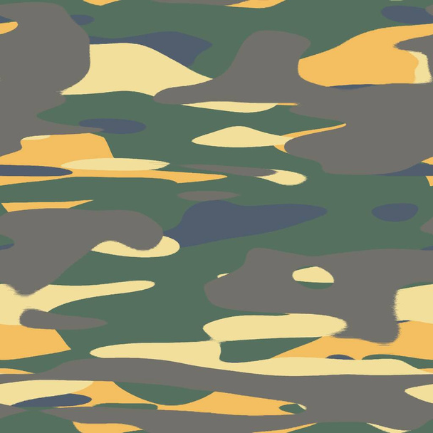 Nahtlos farbenfrohe, fröhliche Camouflage inspirierte Oberflächenmuster für den Druck. Hochwertige Illustration. Zufällige militärische Stil abstrakte Form textile Bekleidung Mode Non-Print für Kinder oder Erwachsene. - Foto, Bild