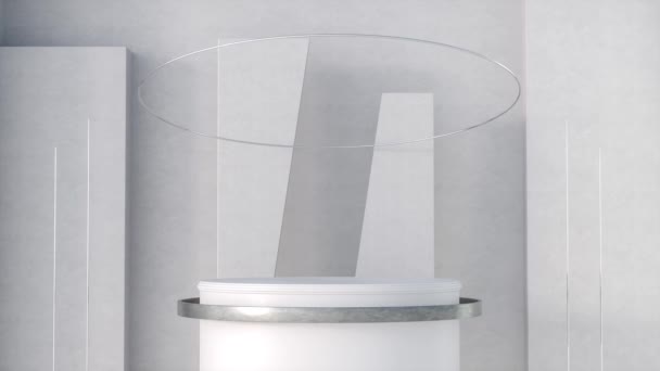 Elegante e moderno prodotto stand display sfondo in sfondo di colore bianco. Ciclo di animazione rendering 3d - Filmati, video