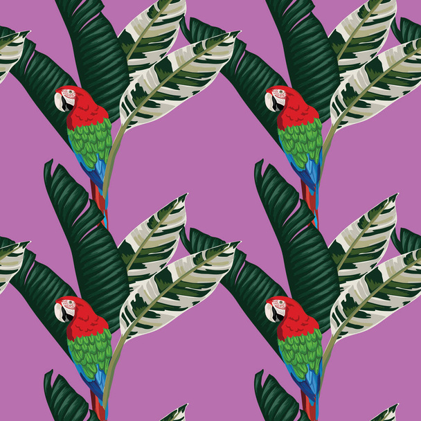 hojas tropicales y florales diseño de patrón sin costuras - Vector, imagen