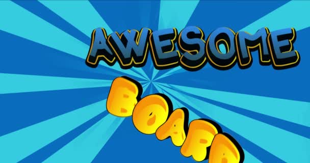 Awesome Board Game. Motion poster. 4k animated Comic book word text moving on abstract comics background. Retro pop art style. - Footage, Video