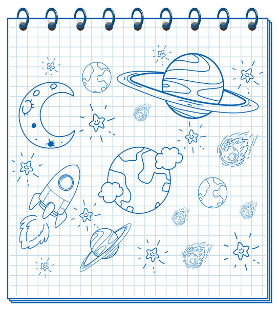 A notebook with a doodle sketch design at the cover page illustration - Vector, Image